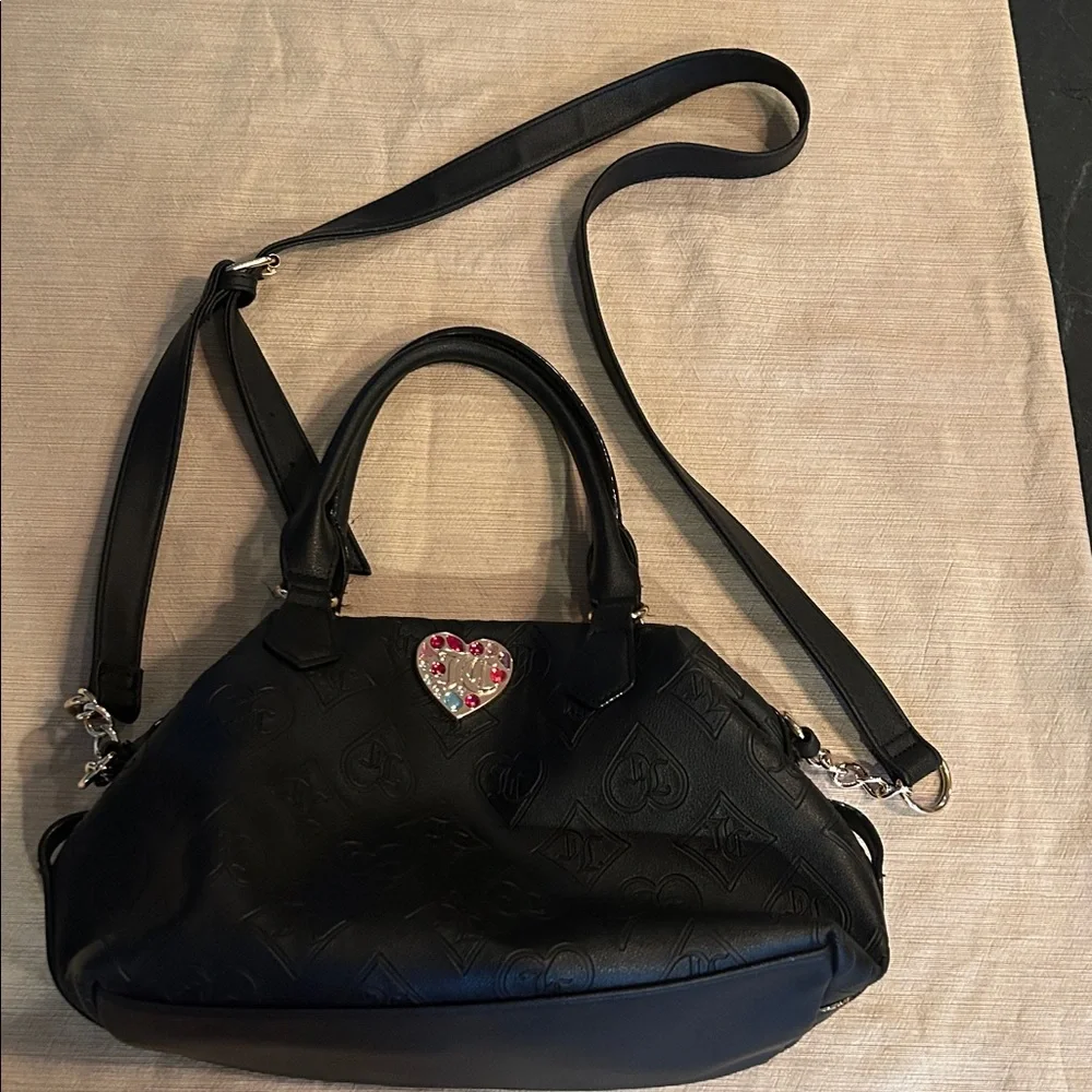 Juicy Couture Glitzed Out Black Hobo‎ Crossbody Satchel Purse Bag Gold y2k gems